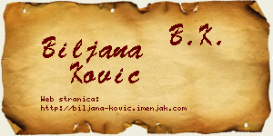Biljana Ković vizit kartica